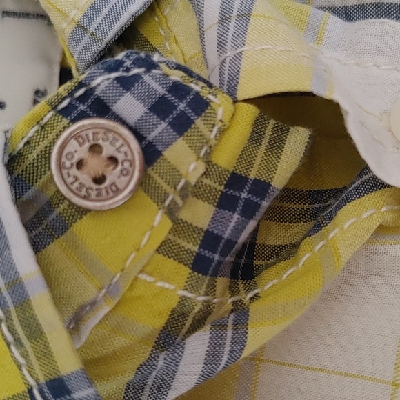 DIESEL INDUSTRY MEN'S YELLOW PLAID BUTTON DOWN SHIRT SIZE XL - Picture 10 of 11